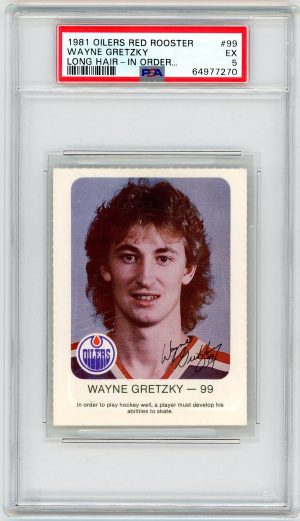 1981 Wayne Gretzky Oilers Red Rooster Long Hair Variant RARE Card PSA 5