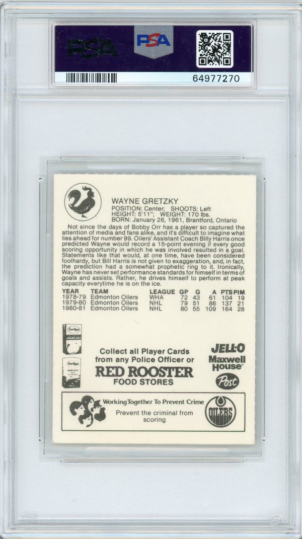 1981 Wayne Gretzky Oilers Red Rooster Long Hair Variant RARE Card PSA 5