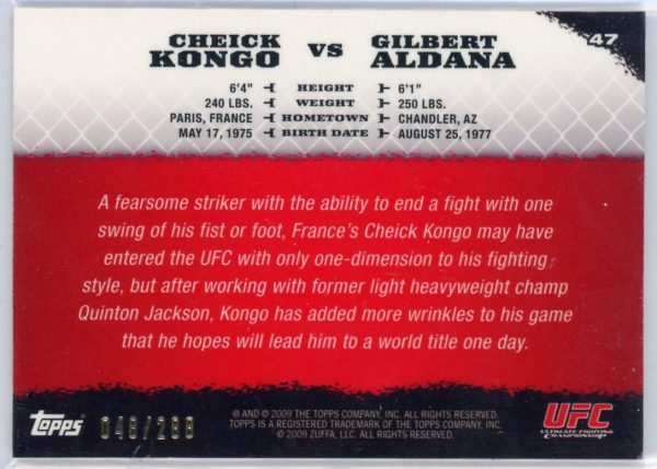 2009 Cherick Kongo UFC Topps Round 1 /288 Rookie Card #47