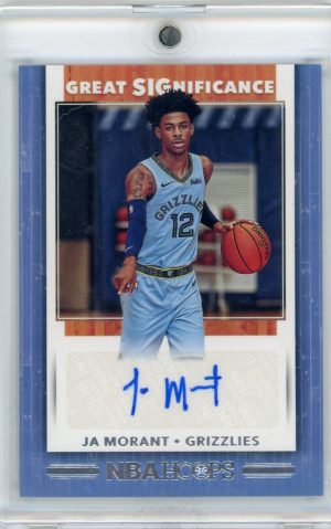 2019-20 Ja Morant Grizzlies Panini NBA Hoops Great SIGnificance Auto Rookie Card #GS-JMT