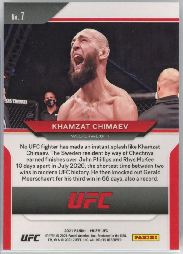 2021 Khamzat Chimaev UFC Panini Prizm Rookie Card #7