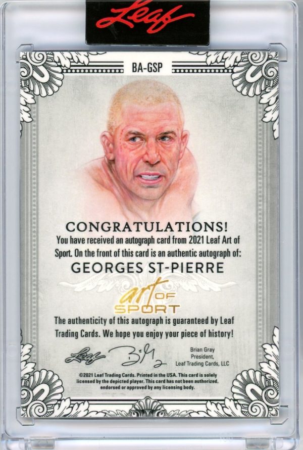 2021 Georges St-Pierre UFC Leaf Art Of Sport /20 Auto Card #BA-GSP