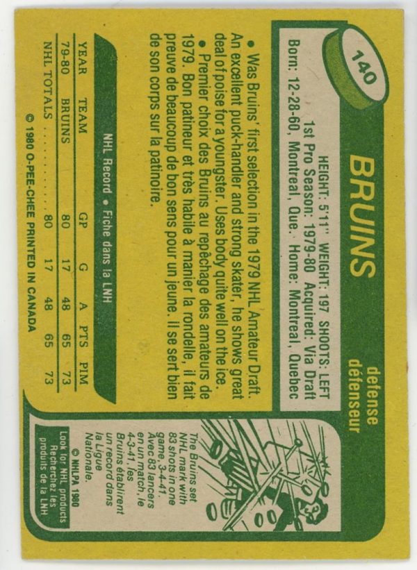 Ray Bourque 1980-81 O-Pee-Chee Rookie Card #140