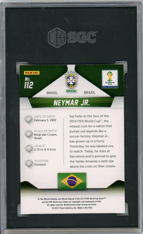 2014 Neymar Jr. Brazil Panini Prizm World Cup SGC 10 Card #112