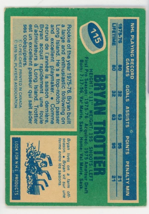 Bryan Trottier 1976-77 O-Pee-Chee Rookie Card #115