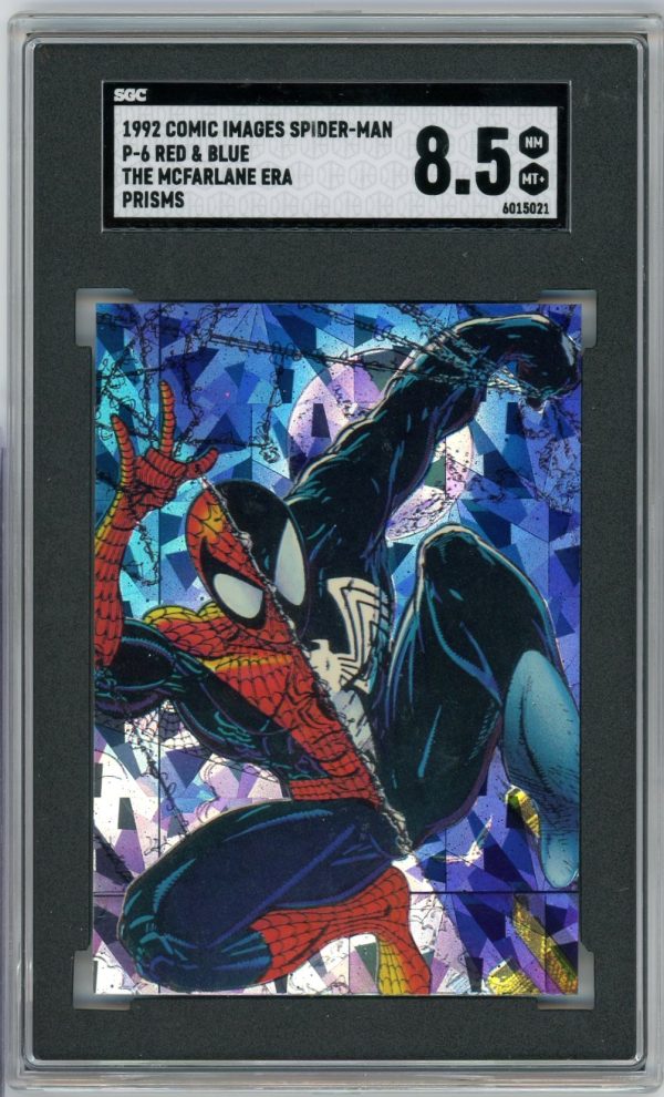 1992 Comic Images Spiderman Marvel SGC 8.5 P-6 Red And Blue Mcfarlane Era Prisms Card