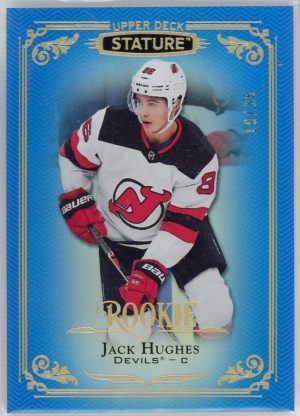 Jack Hughes Devils 2019-20 UD Stature 19/35 Rookie Card #150