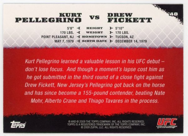 2009 Kurt Pellegrino vs Drew Fickett UFC Topps Round 1 Rookie Card #48