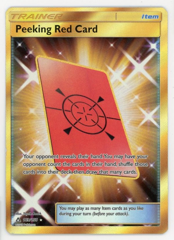 Pokemon Peeking Red Card 169/156 Ultra Prism Gold Secret Rare NM