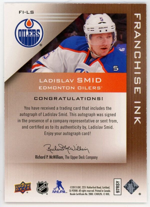 Ladislav Smid 2013-14 Upper Deck Edmonton Oilers Franchise Ink FI-LS