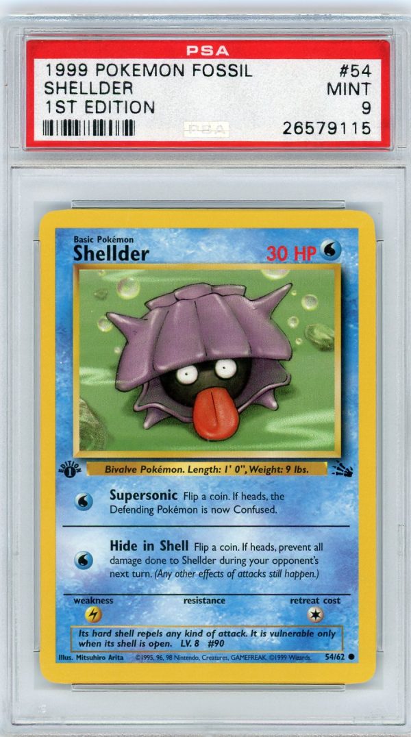 Pokemon Shellder 54/62 Fossil Set 1st Edition PSA 9 MINT