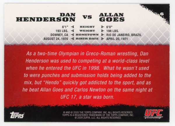 2009 Dan Henderson vs Allan Goes UFC Topps Round 1 Rookie Card #6