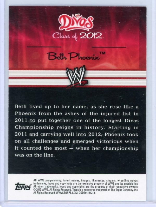 Beth Phoenix 2012 Topps WWE Divas Class of 2012 Autograph Rookie Card