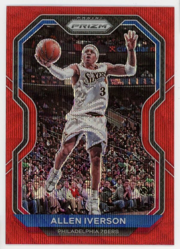 Allen Iverson 76ers 2020-21 Panini Prizm Red Wave Card #19