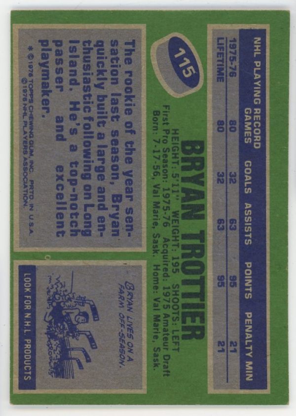 Bryan Trottier 1976-77 Topps Rookie Card #115