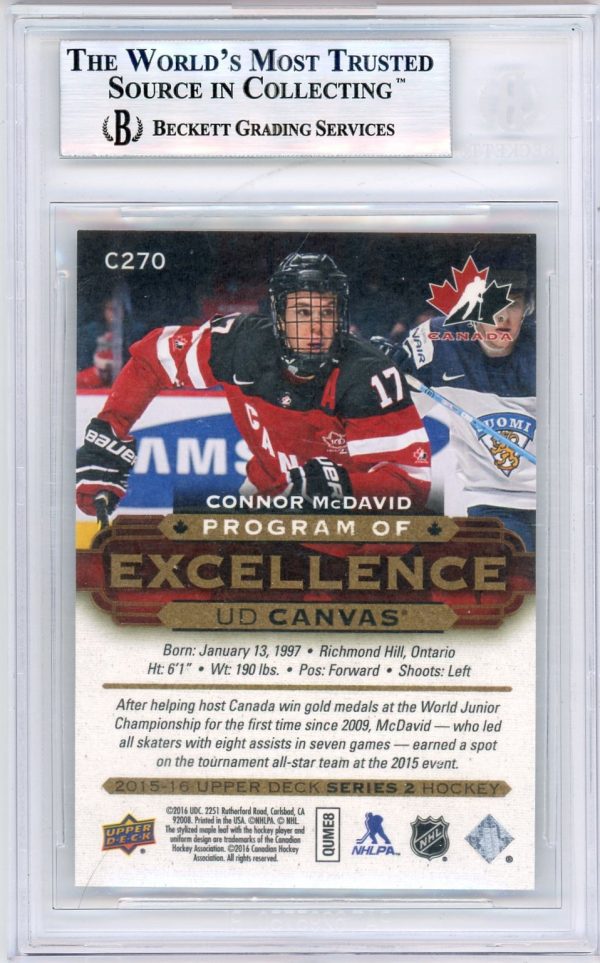 Connor Mcdavid 2015-16 UD Series 2 Program Of Excellence RC #C270 BGS 9
