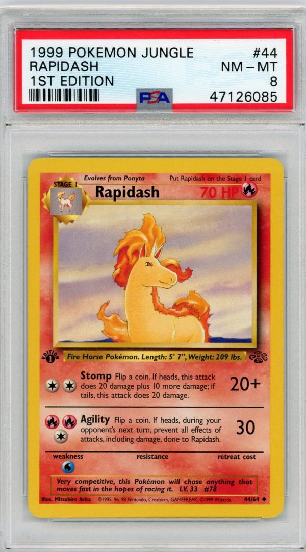 Pokemon Rapidash 44/64 Jungle Set 1st Edition PSA 8