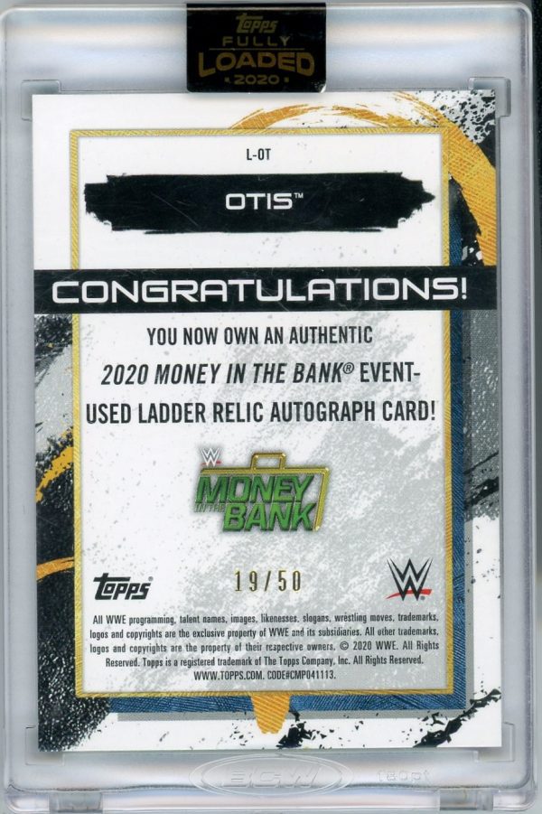 Otis WWE 2020 Money In The Bank Event-Used Ladder Relic Auto /50 Card #L-OT