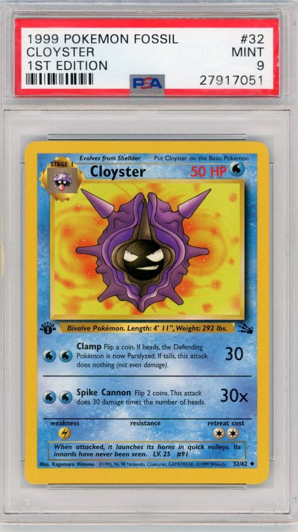 Pokemon Cloyster 32/62 Fossil Set 1st Edition PSA 9 MINT