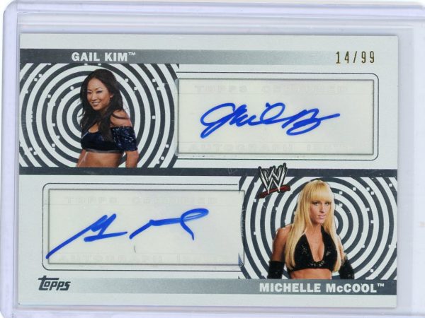 Gail Kim / Michelle McCool 2010 Topps WWE Dual Autograph 14/99 Card #DA-KMC