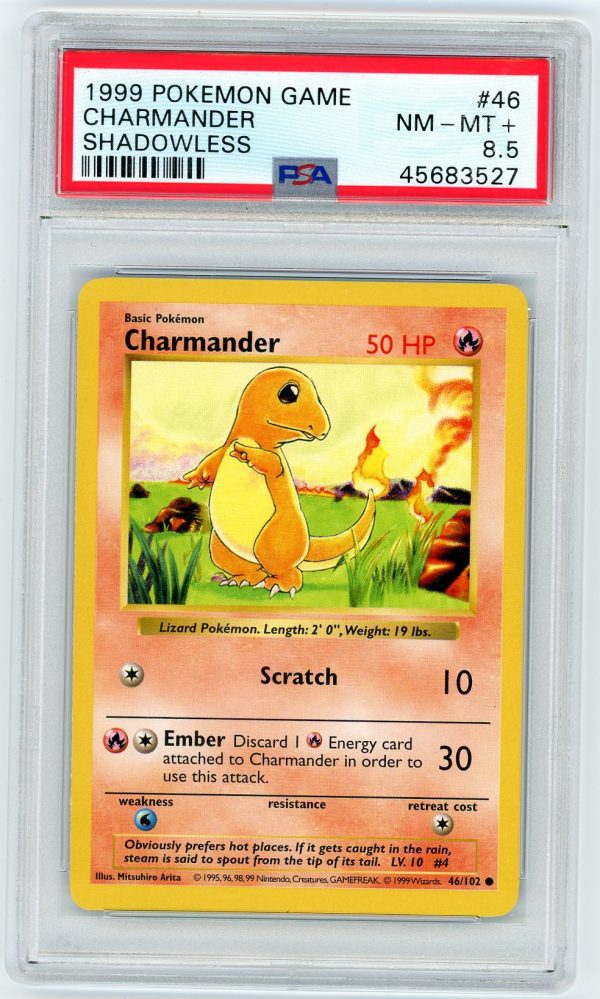 Pokemon Charmander 46/102 Base Set Shadowless PSA 8.5