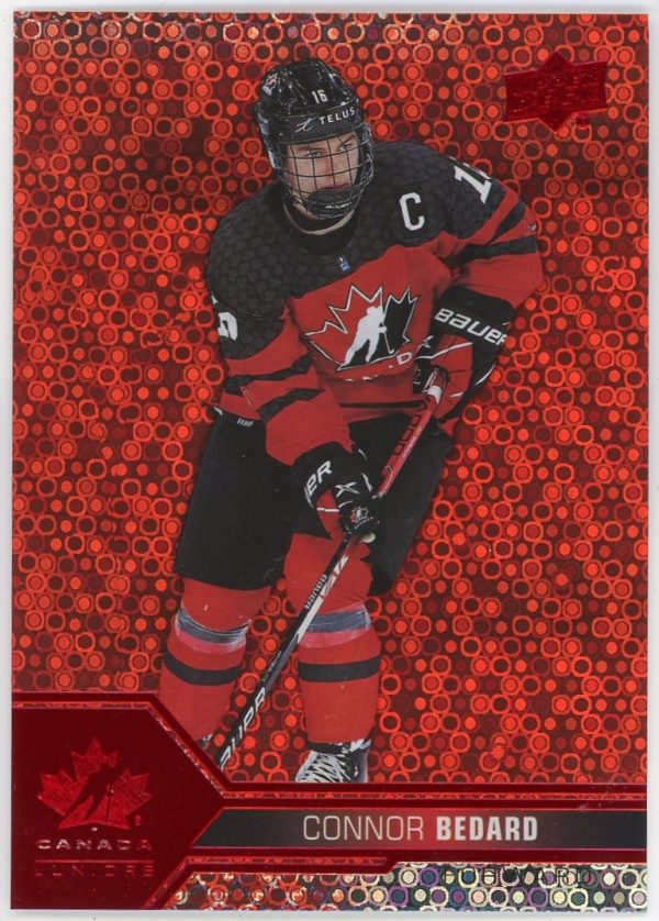 Connor Bedard 2022 UD Team Canada Red Champagne Parallel SP #23