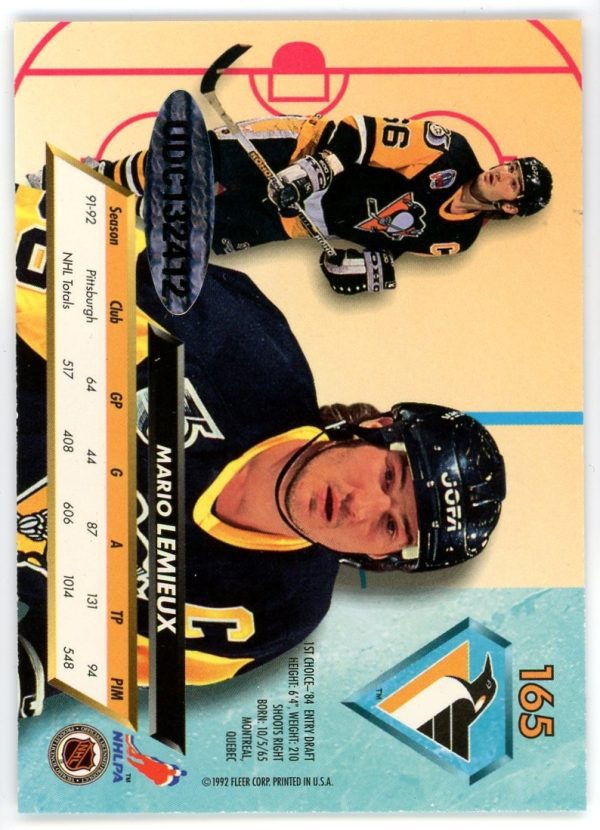 Mario Lemieux Penguins 1992-93 Fleer Ultra BUYBACK Auto 11/25 Card #165 w/ COA