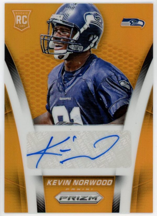 Kevin Norwood Seahawks 2014 Panini Prizm Orange Refractor Rookie Auto /50 Card #AR-KN