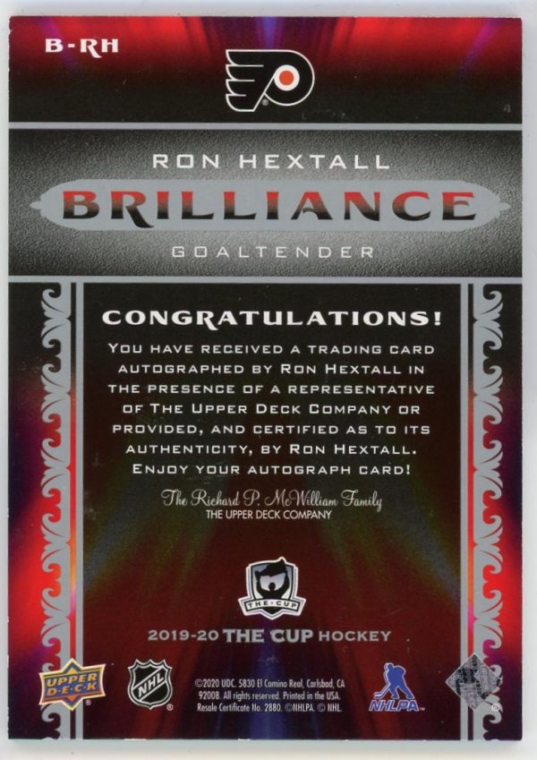 Ron Hextall 2019-20 UD The Cup Brilliance Autograph B-RH