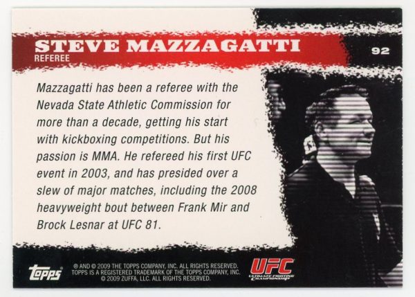 2009 Steve Mazzagatti UFC Topps Round 1 Rookie Card #92