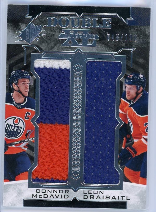 2017-18 Connor McDavid Leon Draisaitl Oilers UD SPX Double XL Materials Patch Card #XD-MD