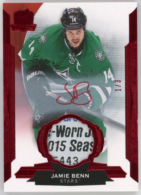 Jamie Benn 2014-15 UD The Cup Red Laundry Tag Auto /3 #29