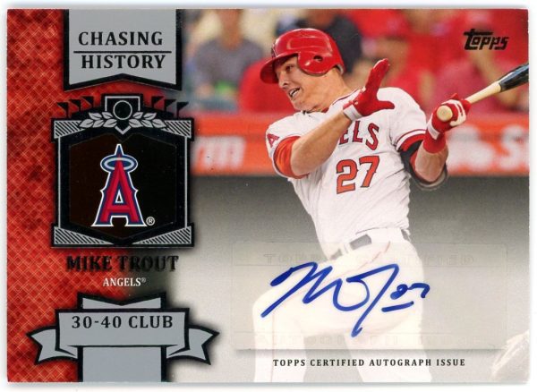 Mike Trout Angels 2013 Topps Chasing History 30-40 Club Auto Card #CHA-MIT
