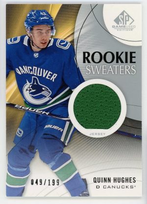 Quinn Hughes 2019-20 UD SP Game Used Rookie Sweaters /199 RS-QH