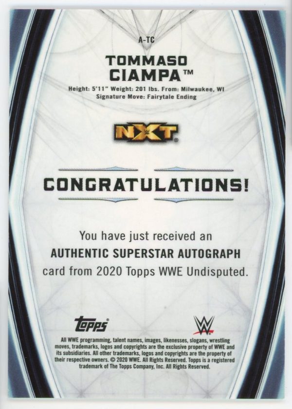 2020 Tommaso Ciampa WWE Topps Undisputed /99 Auto Card #A-TC