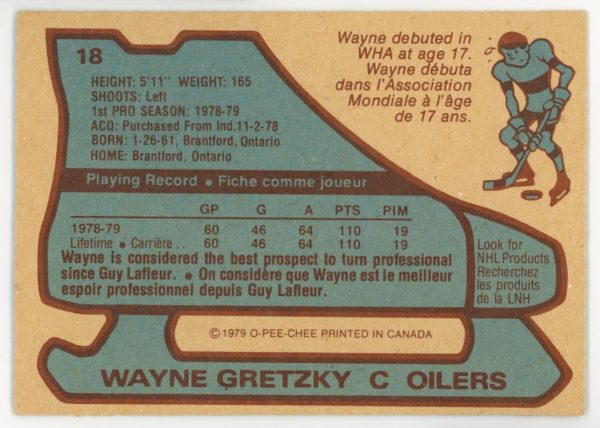 Wayne Gretzky Oilers OPC 1979-80 Rookie Card #18