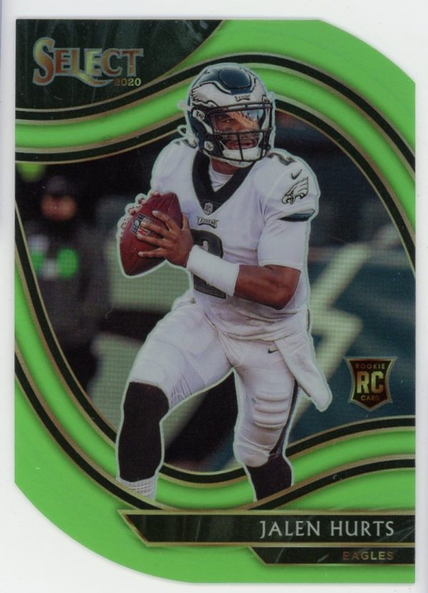 Jalen Hurts 2020 Panini Select Neon Green Die Cut Field Level RC #350