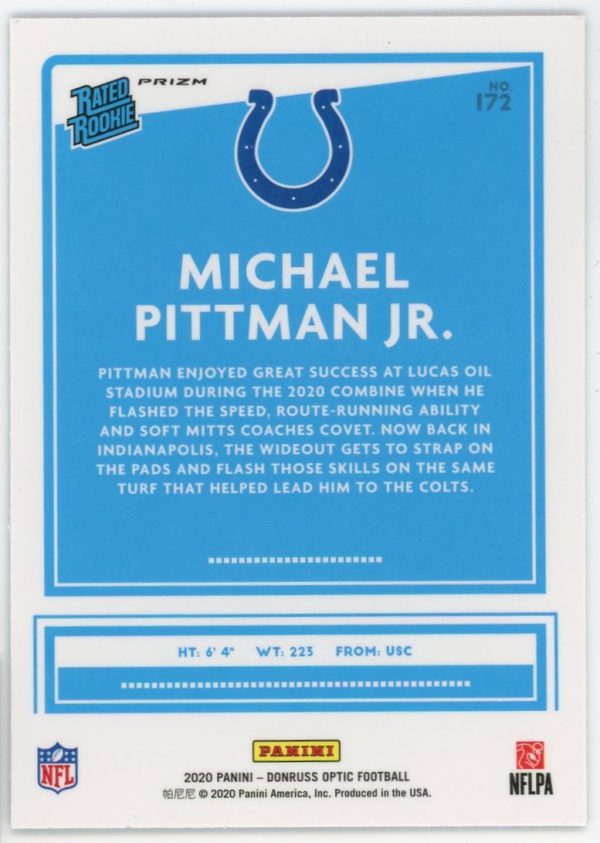 Michael Pittman Jr Colts 2020 Donruss Optic Blue Scope Rookie Card #172