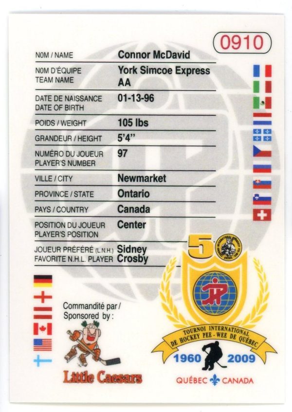 Connor Mcdavid 2009 York Simcoe Express 1st Card Ultra Rare #0910