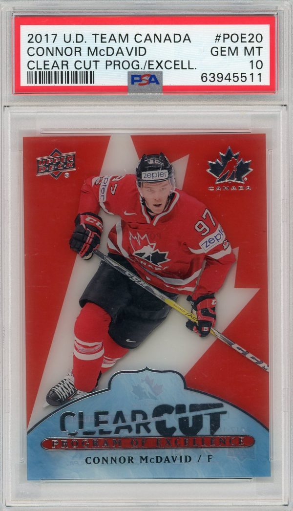 2017 Connor McDavid Team Canada UD PSA 10 Clear Cut Program Of Excellence Card #POE-20