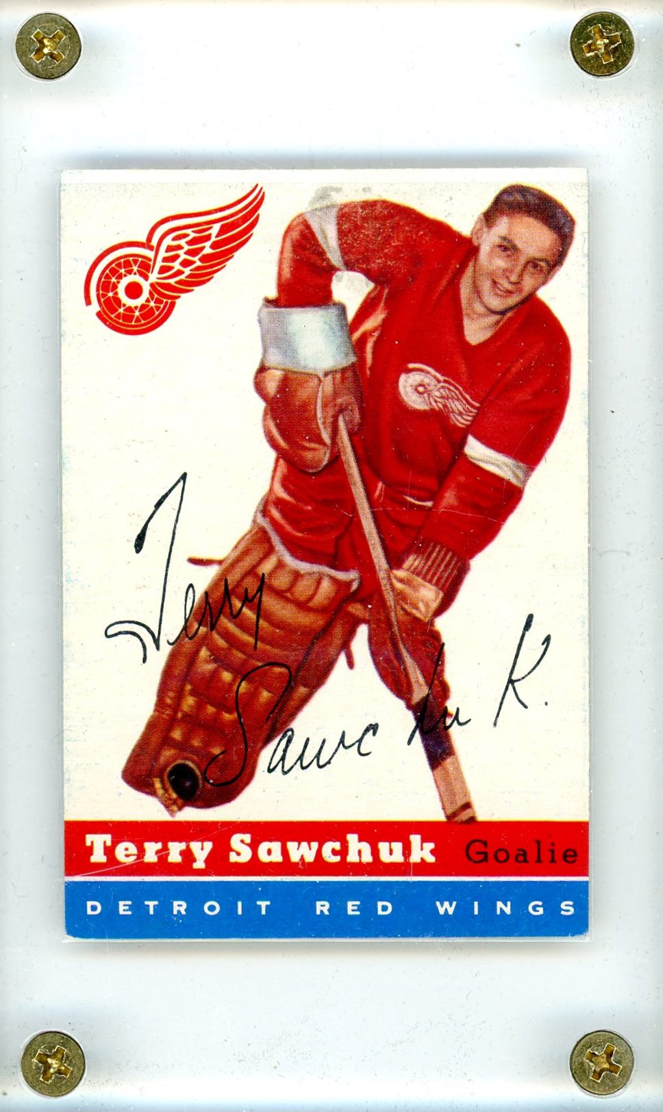 Terry Sawchuk Red Wings 1954 Topps Card #58