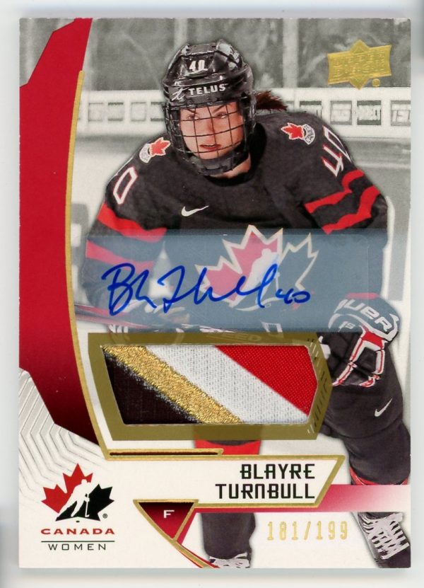 Blayre Turnbull 2019 UD Team Canada Women Patch Auto 181/199 Card #51