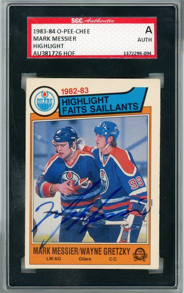 Mark Messier Oilers 1983-84 OPC Highlight On-Card Auto SGC Authentic