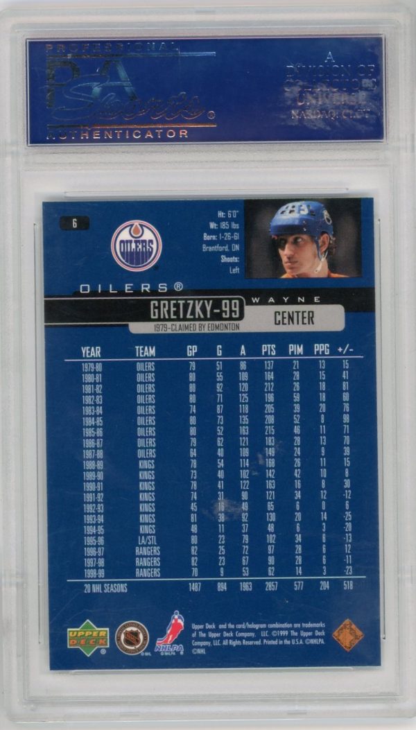 Wayne Gretzky Oilers 1999 Upper Deck Card #6 PSA 10 GEM MINT