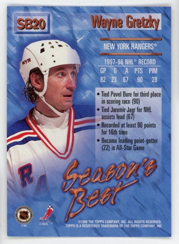 Wayne Gretzky 1998-99 Topps Seasons Best Puck Providers SB20