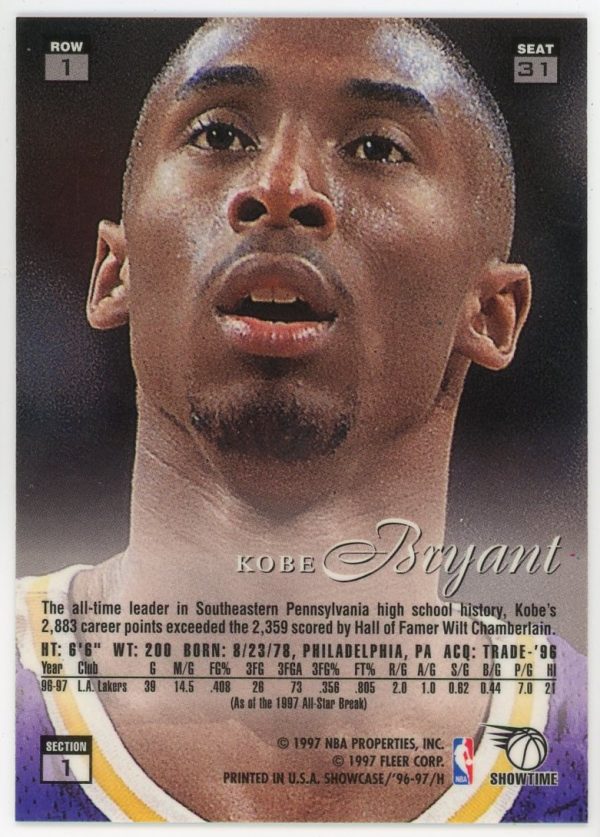 Kobe Bryant 1996-97 Flair Showcase Row 1/31 RC