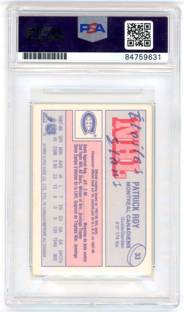 Patrick Roy 1988 Autographed Card PSA Authentic Auto #33