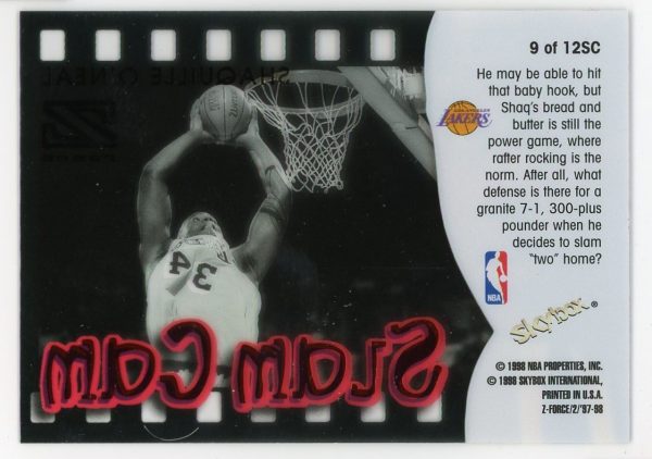 Shaquille O'Neal Lakers 1997-98 Skybox Z-Force Slam Cam Card #9SC