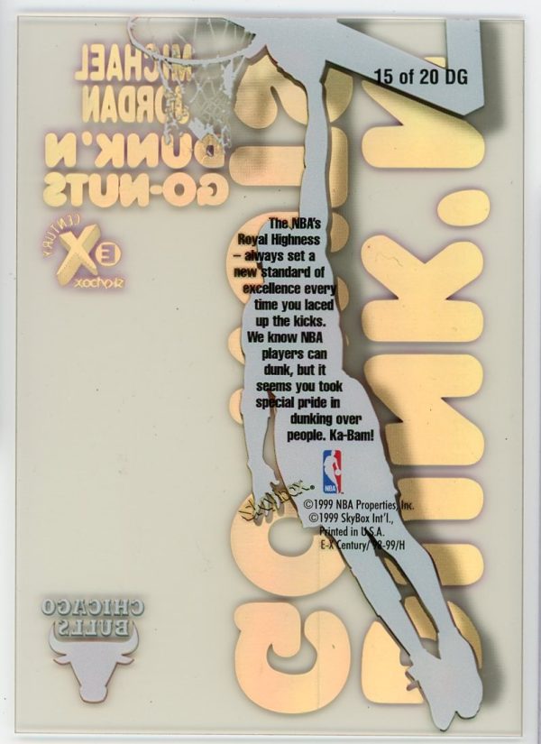 Michael Jordan 1998 Skybox E-X Dunk 'N Go Nuts Card #15DG RARE!