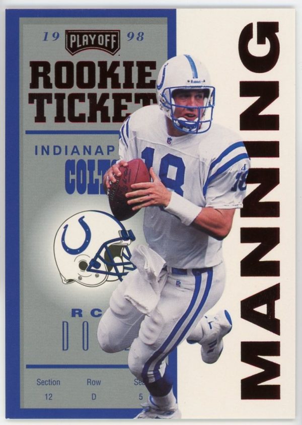 Peyton Manning 1998 Playoff Contenders Red Ticket Rookie Card #87